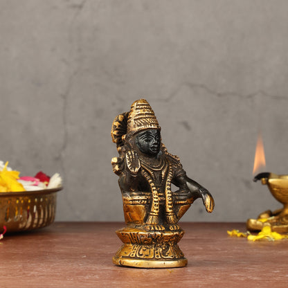 Pure brass small Ayyappa swamy idol black 4 inch