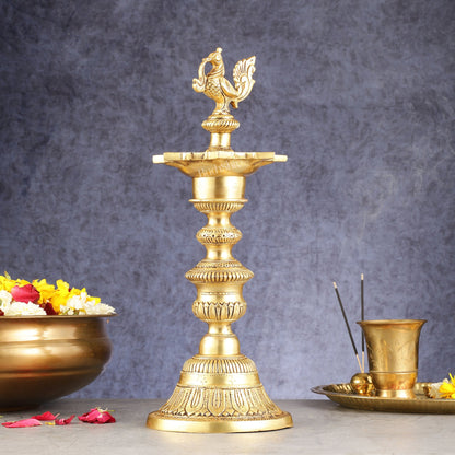Brass Annam pakshi Peacock vilakku oil lamp diya 15.5 inch