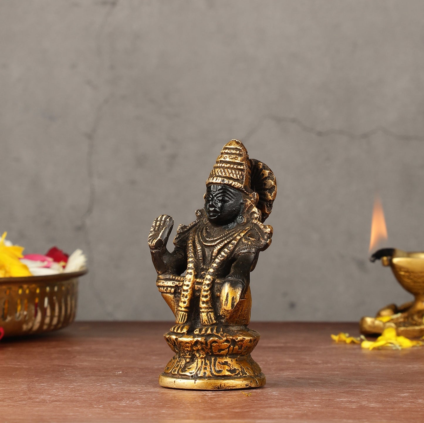 Pure brass small Ayyappa swamy idol black 4 inch