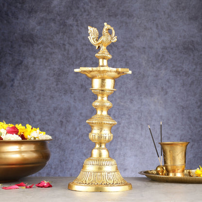 Brass Annam pakshi Peacock vilakku oil lamp diya 15.5 inch