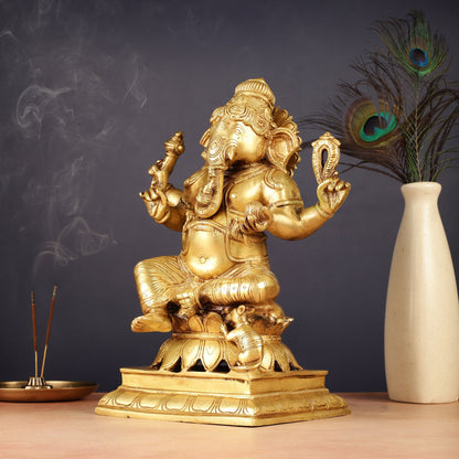 Brass Ganesha Statue - Divine Chola art 12" Right side trunk