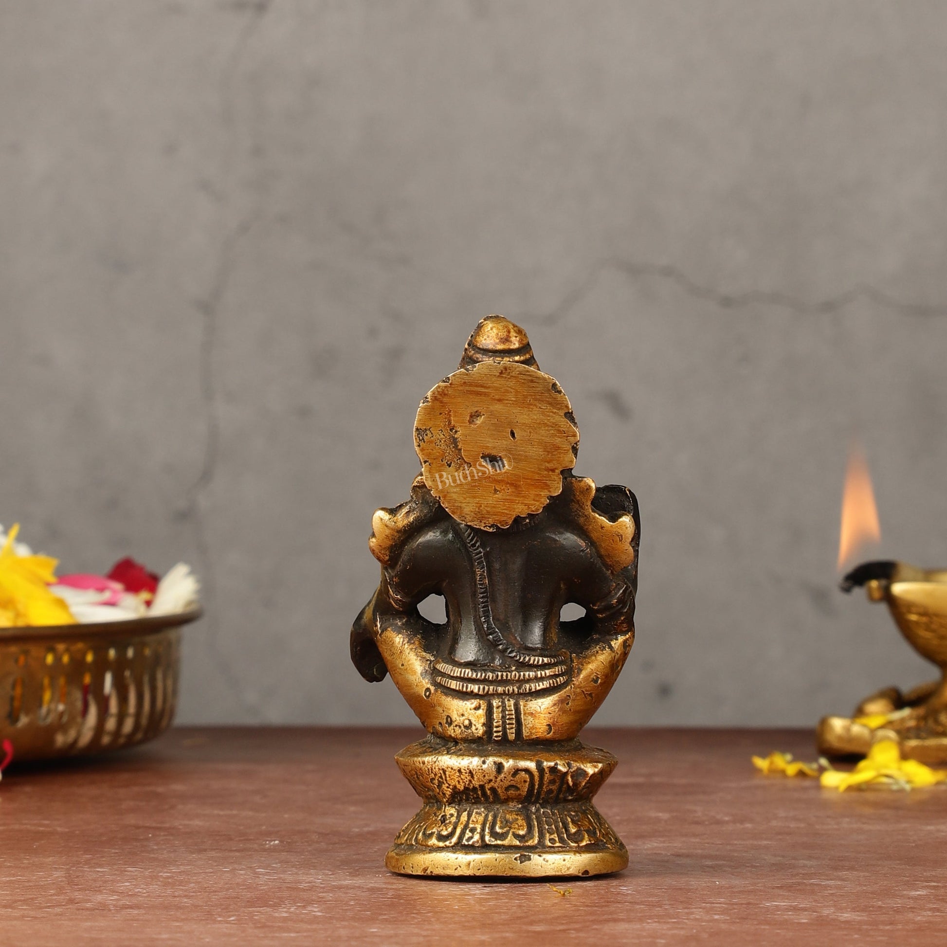 Pure brass small Ayyappa swamy idol black 4 inch