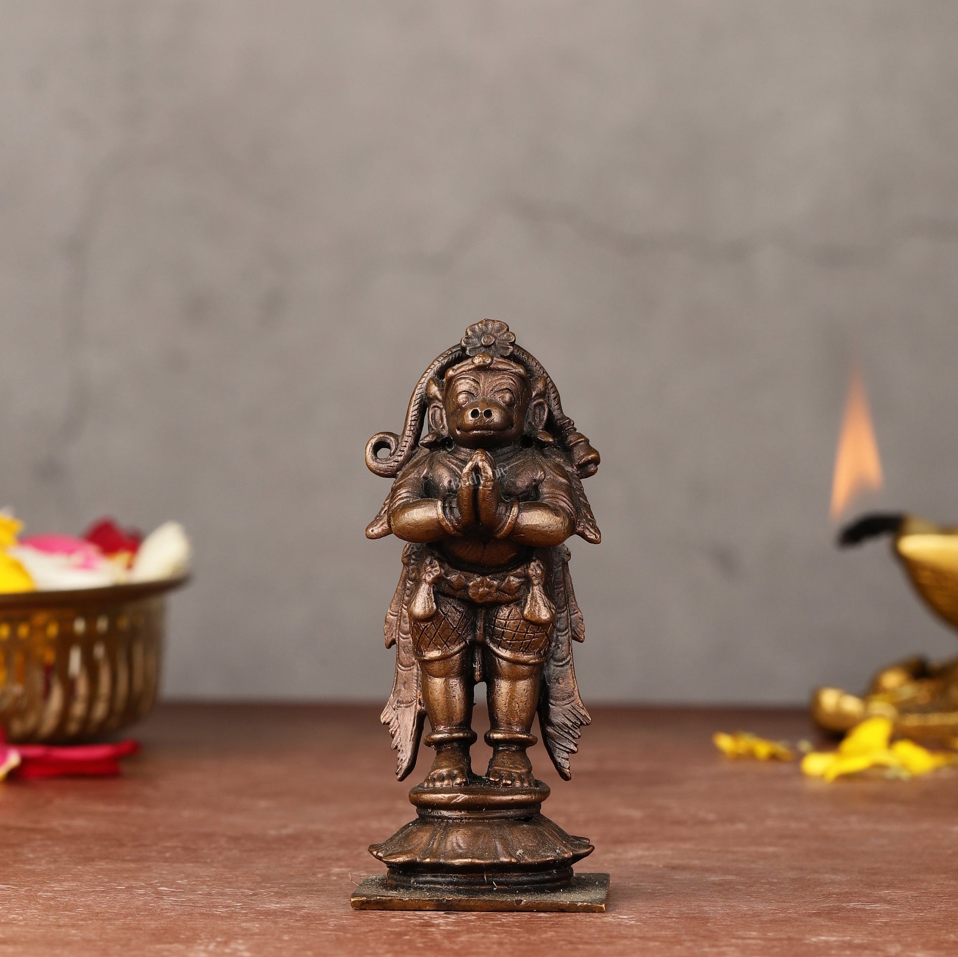 Pure Copper anjaneya Standing Hanuman Idol - 3-inch