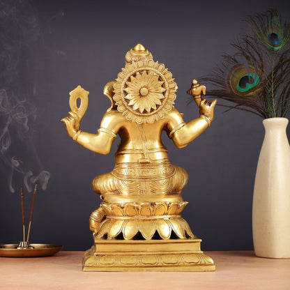 Brass Ganesha Statue - Divine Chola art 12" Right side trunk