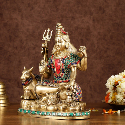 Brass lord Shiva with nandi 9 "