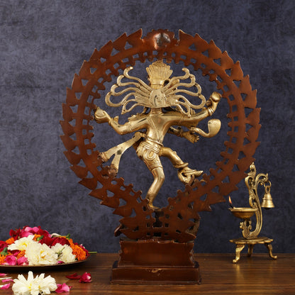 Pure Brass Dancing Shiva as Nataraja Statue - Height 17"