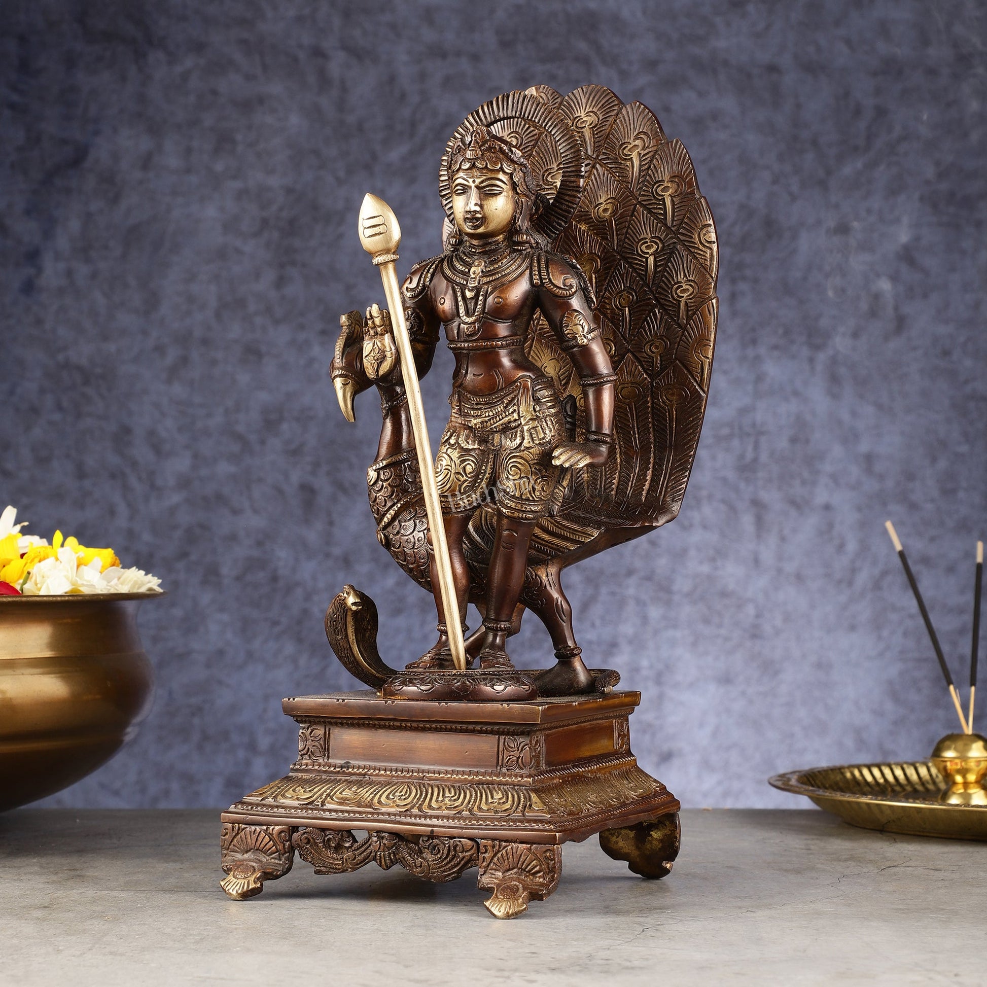 Handcrafted Lord Murgan Brass Idol - 12" Chola Finish