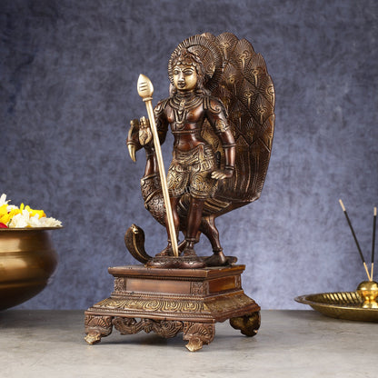 Handcrafted Lord Murgan Brass Idol - 12" Chola Finish