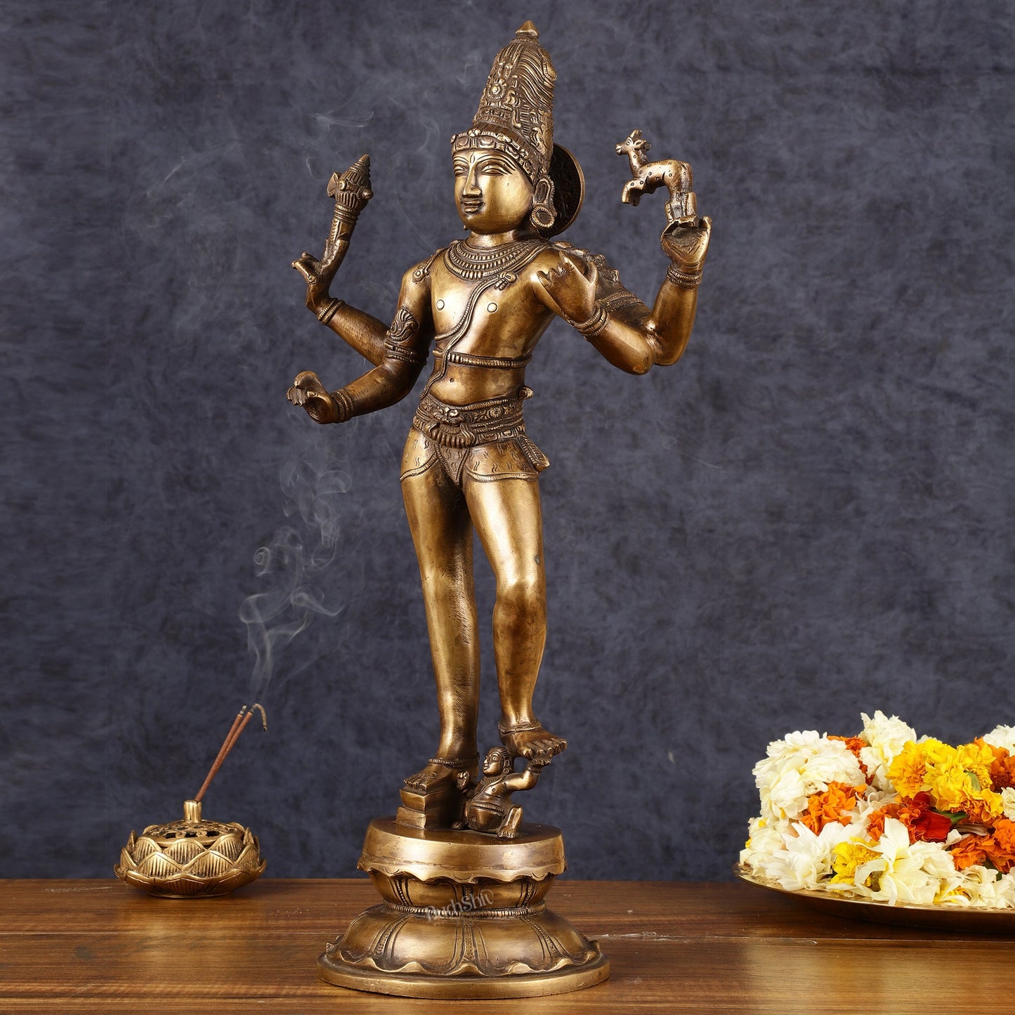 Majestic Brass Pashupatinath  Shiva in Tripurasamhara Form Statue 19"