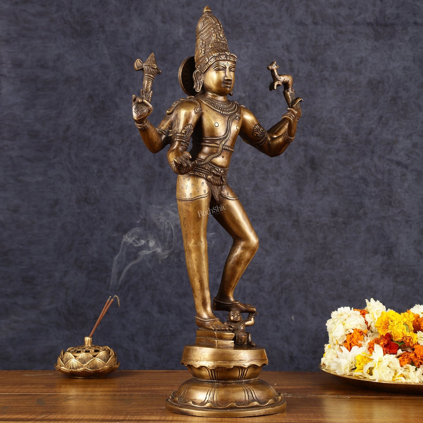 Majestic Brass Pashupatinath  Shiva in Tripurasamhara Form Statue 19"