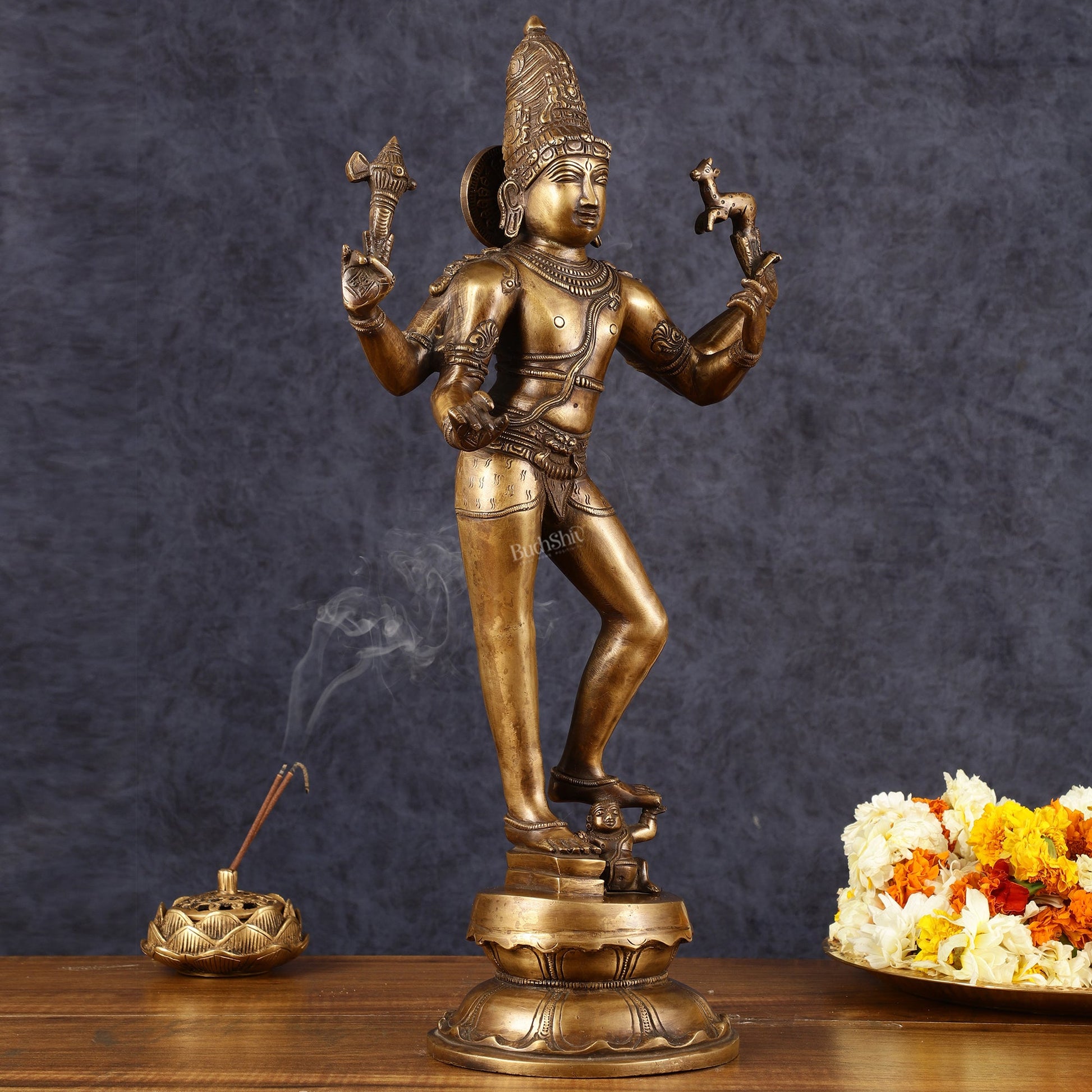 Majestic Brass Pashupatinath  Shiva in Tripurasamhara Form Statue 19"