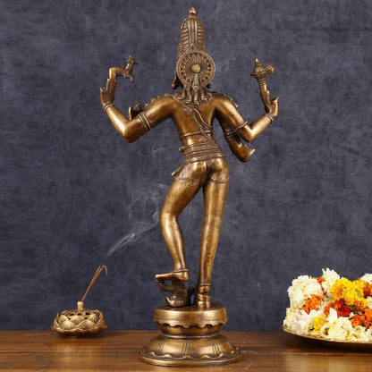 Majestic Brass Pashupatinath  Shiva in Tripurasamhara Form Statue 19"
