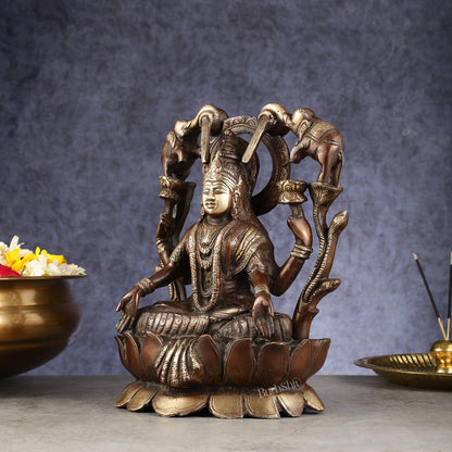Pure Brass Goddess Gajalakshmi Idol - Double Chola Finish | 12"