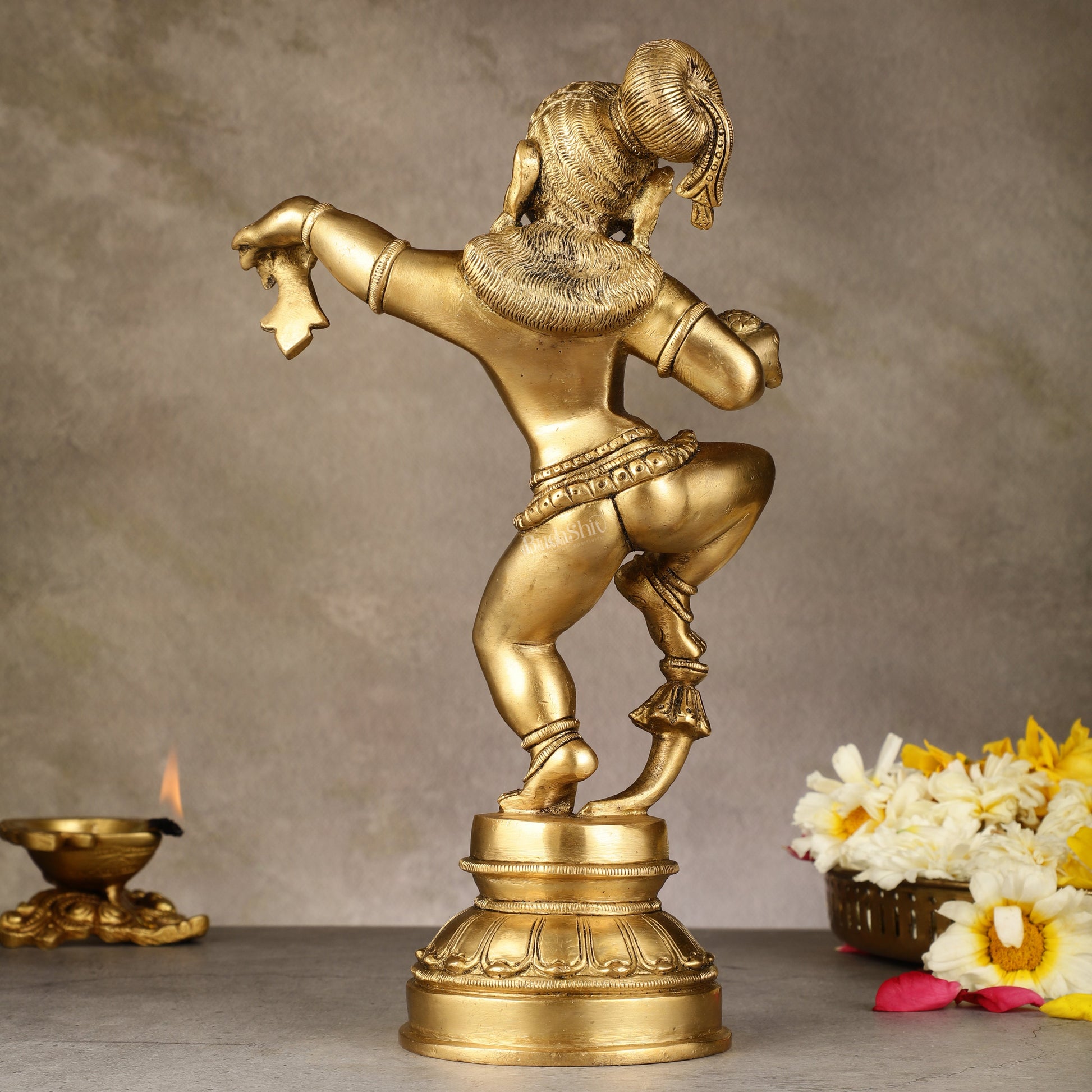 Charming 12-Inch Brass Dancing Baby Krishna Idol
