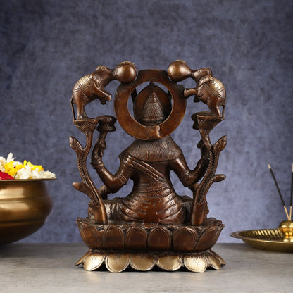 Pure Brass Goddess Gajalakshmi Idol - Double Chola Finish | 12"