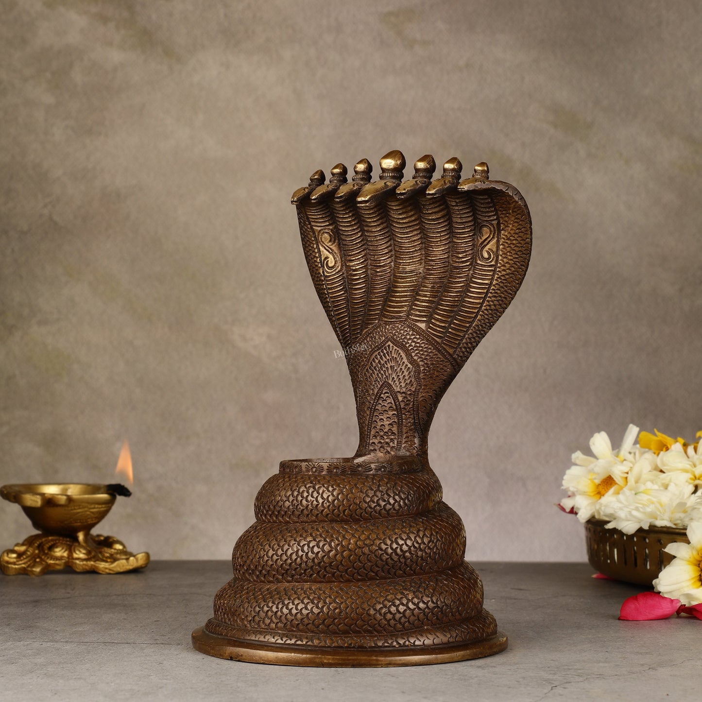 Pure Brass Large Sheshanaaga Peeta Singhasan - 8 inch