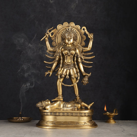 Pure Brass Kali Mata Idol with Four Arms 18"