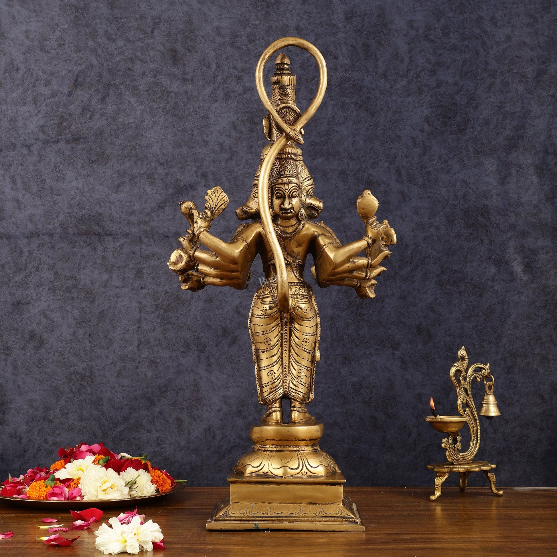 Brass Standing Panchmukhi Hanuman Statue 22 inch