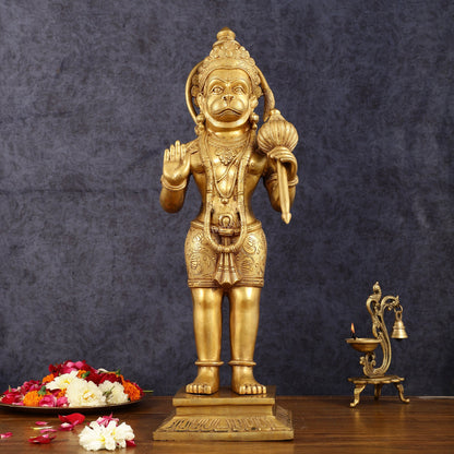 Exquisite Handcrafted Brass Lord Hanuman Statue - 23" Aashirwaad Mudra