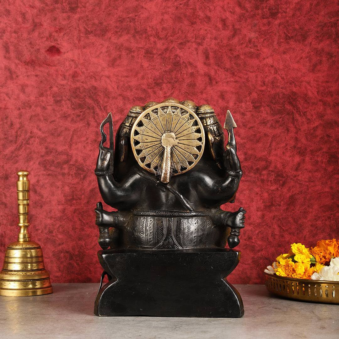 Pure Brass Superfine Panchmukhi Ganesha Statue 11"