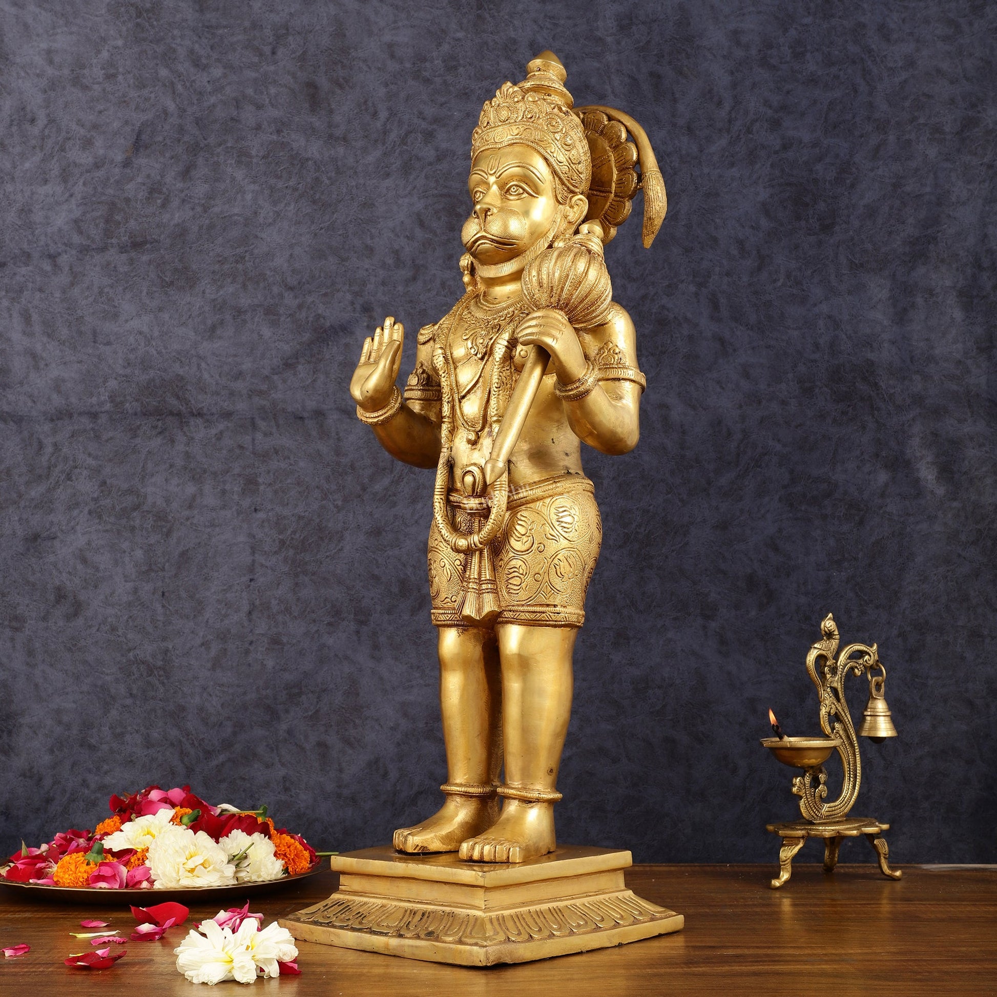 Exquisite Handcrafted Brass Lord Hanuman Statue - 23" Aashirwaad Mudra
