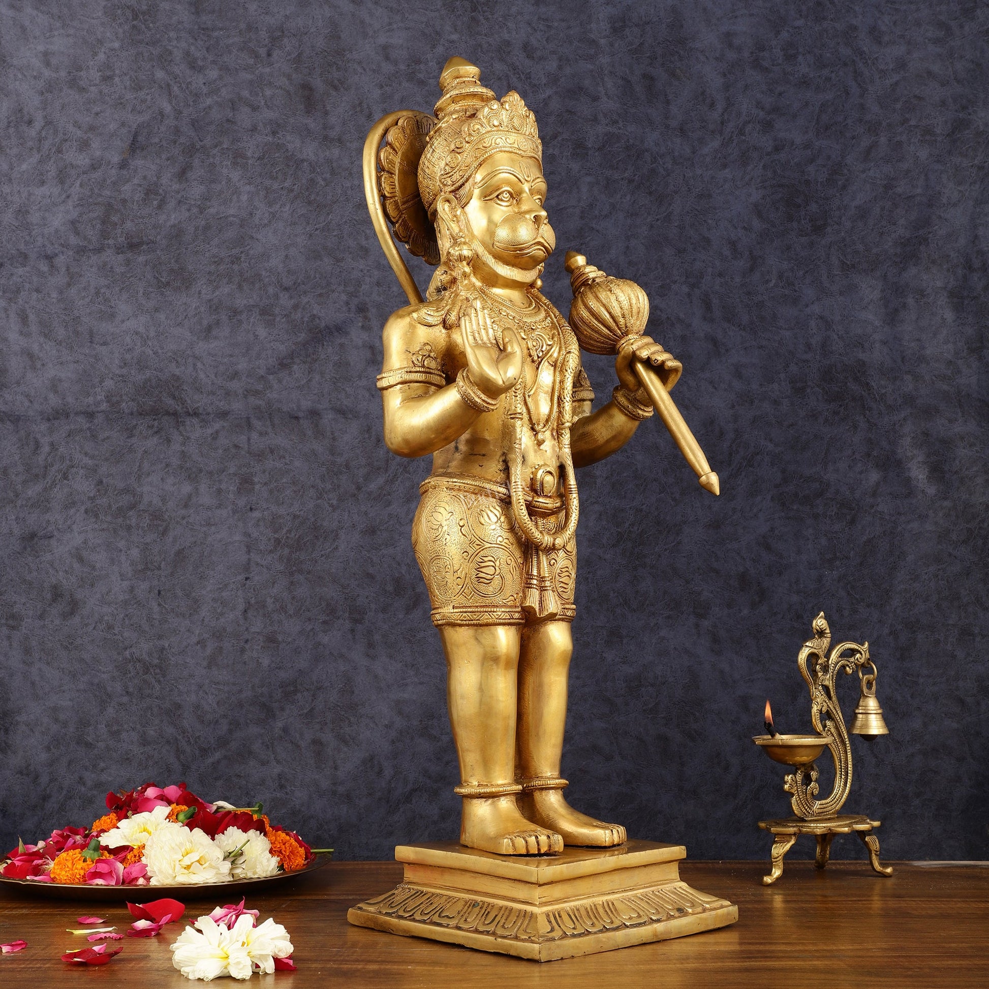 Exquisite Handcrafted Brass Lord Hanuman Statue - 23" Aashirwaad Mudra