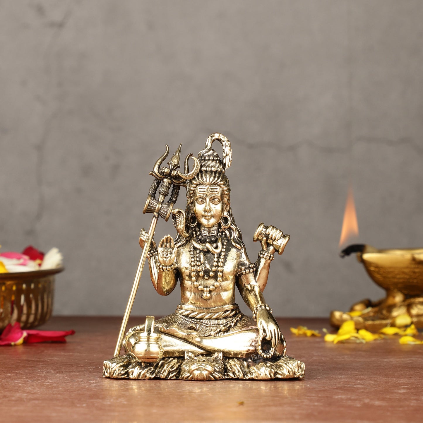 Brass Superfine Intricately Crafted Lord Shiva Idol - 4"