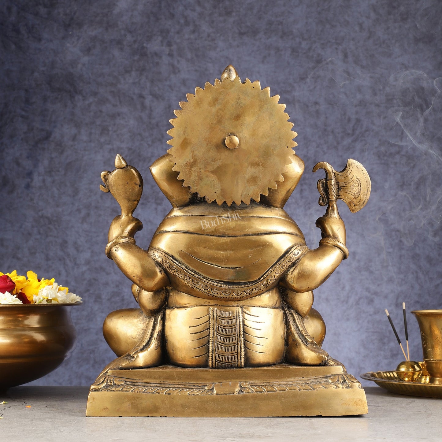 Handcrafted Pure Brass Dagduseth Ganapati Idol - 14"