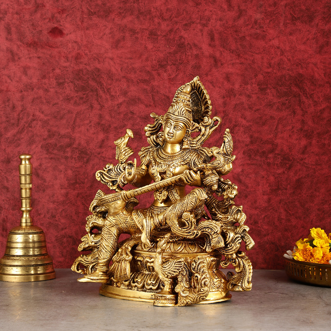 Brass Superfine Goddess Saraswati Statue | Height 12 inch