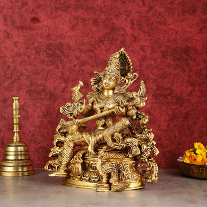 Brass Superfine Goddess Saraswati Statue | Height 12 inch