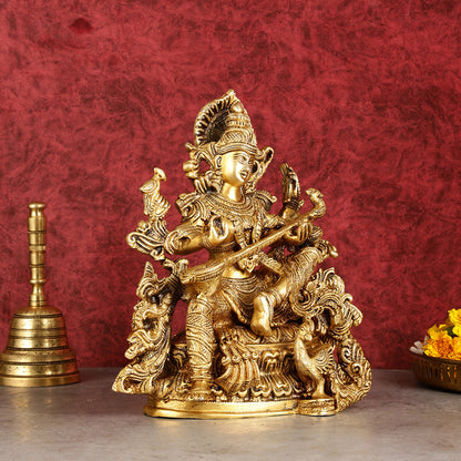 Brass Superfine Goddess Saraswati Statue | Height 12 inch