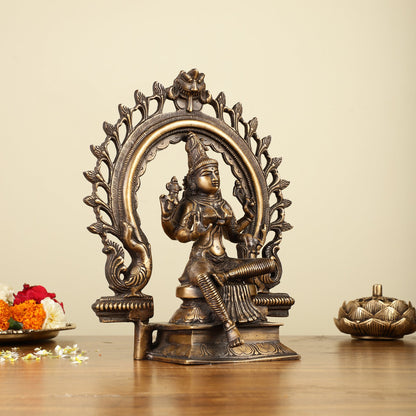 Pure Brass Goddess Lakshmi with Prabhaval Idol 10"