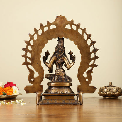 Pure Brass Goddess Lakshmi with Prabhaval Idol 10"