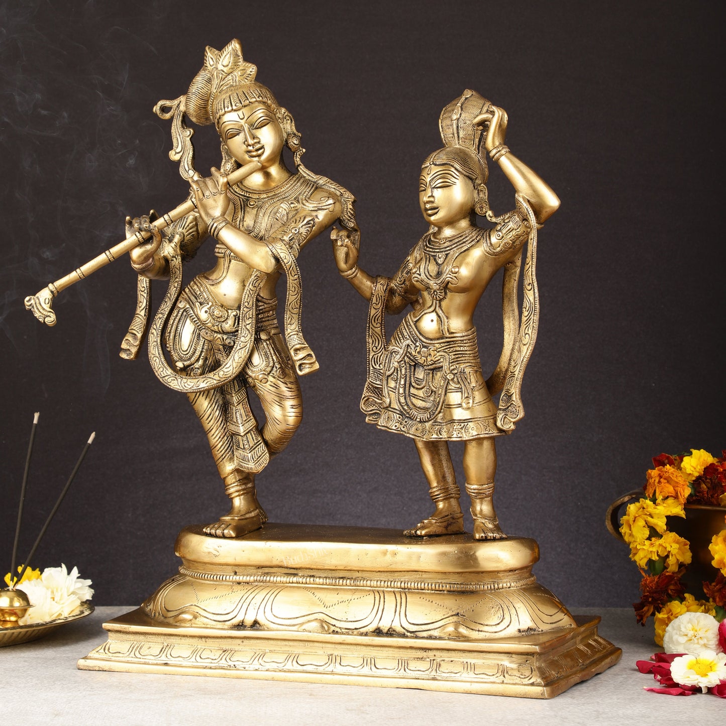 Pure Brass Superfine Radha Krishna Idols - 18 inch