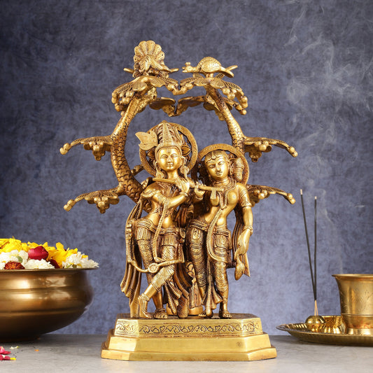 Pure Brass Radha krishna under tree idol 17 inch