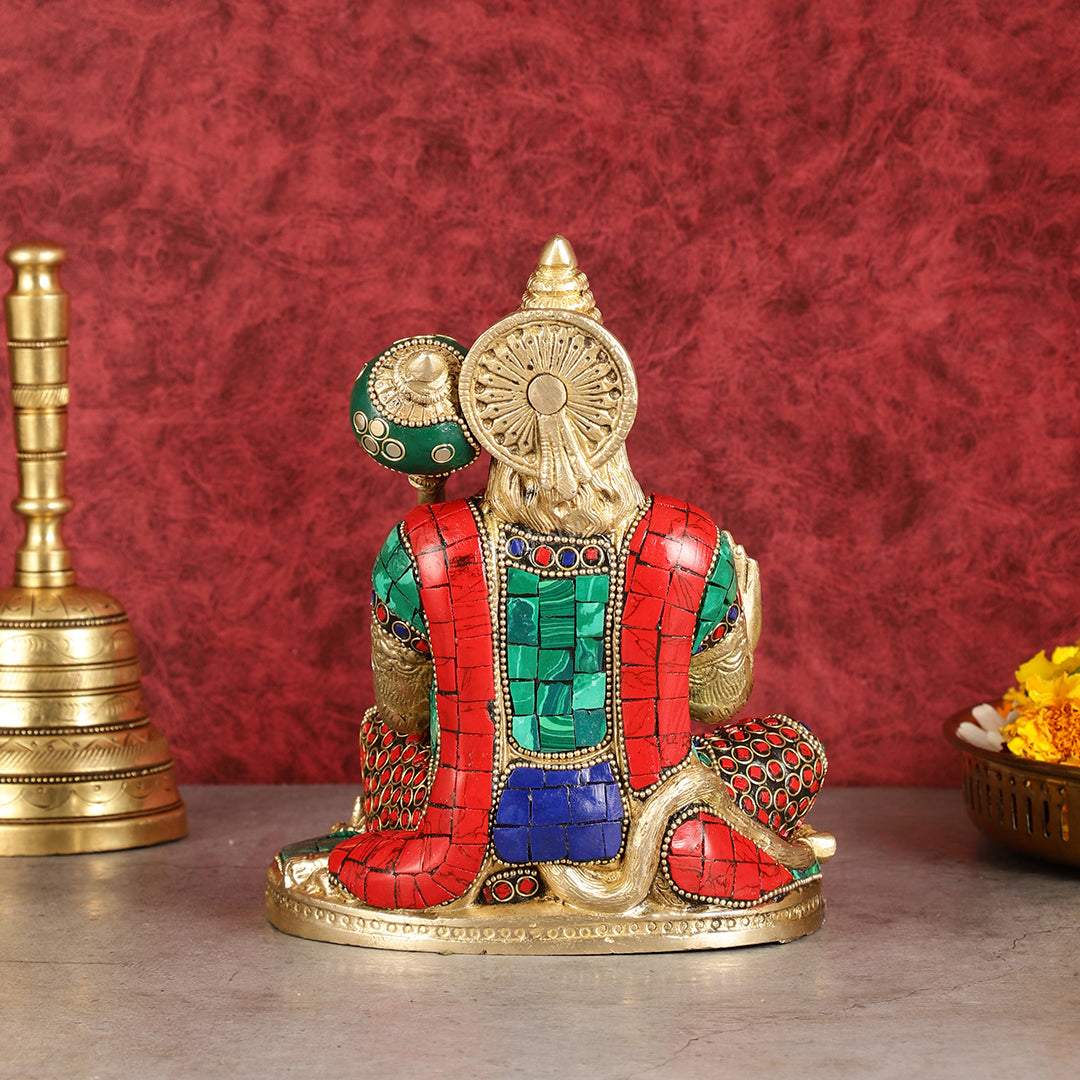 Pure Brass Blessing Lord Hanuman Idol blessing hand 7 inch