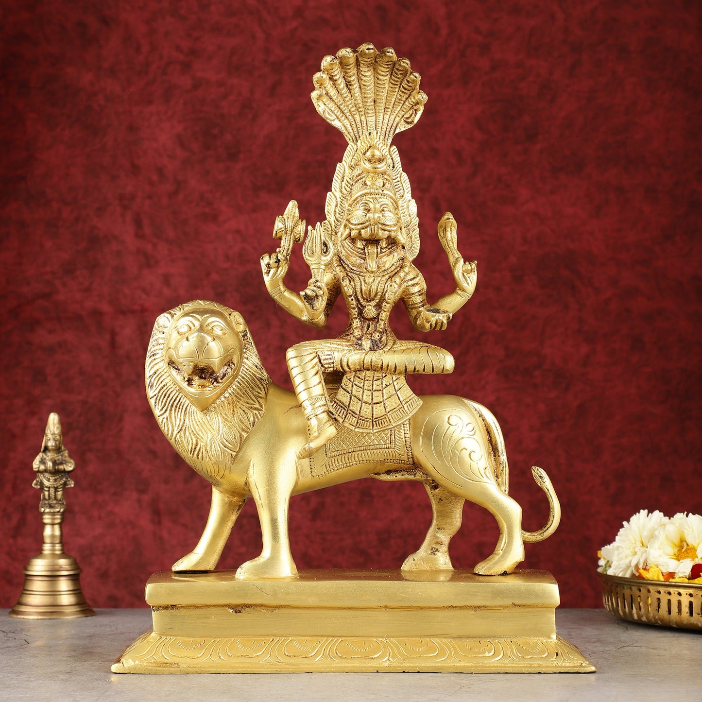 Pure Brass Superfine Goddess Pratyangira Devi Statue - 14"
