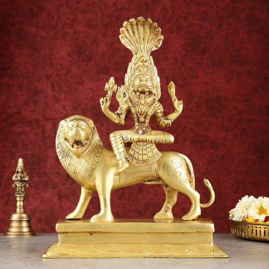 Pure Brass Superfine Goddess Pratyangira Devi Statue - 14"