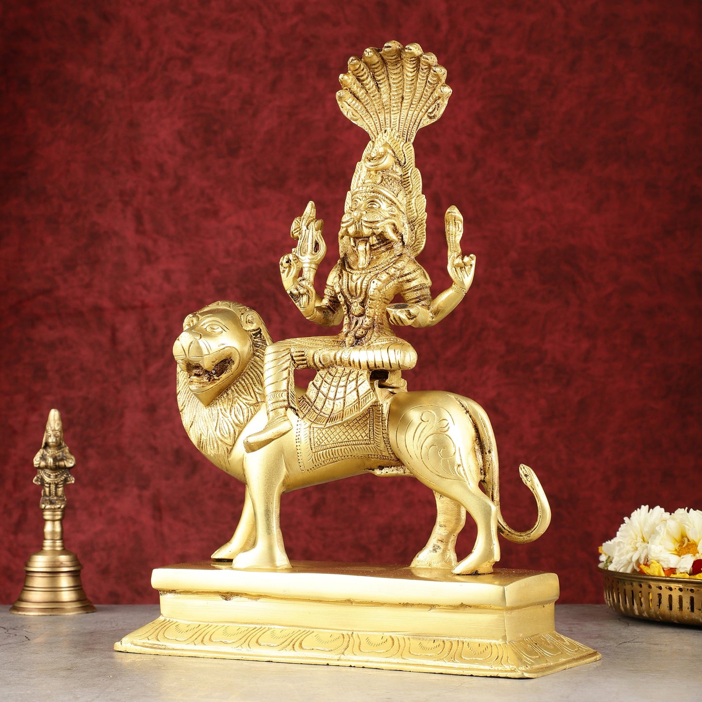 Pure Brass Superfine Goddess Pratyangira Devi Statue - 14"