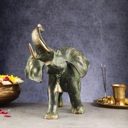 Superfine Antique Brass Ascending African Elephant Statue | BudhShiv Exclusive