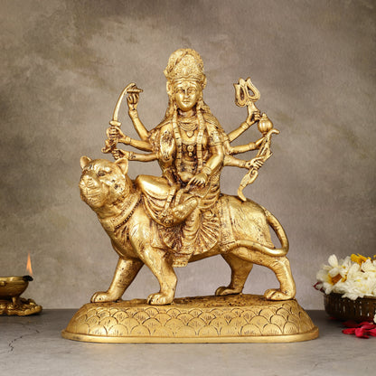 Brass large Goddess Durga sherawali mata murti 12 inch