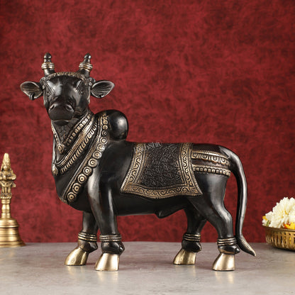 Exquisite Brass Superfine Standing Nandi Idol | 10.5" black