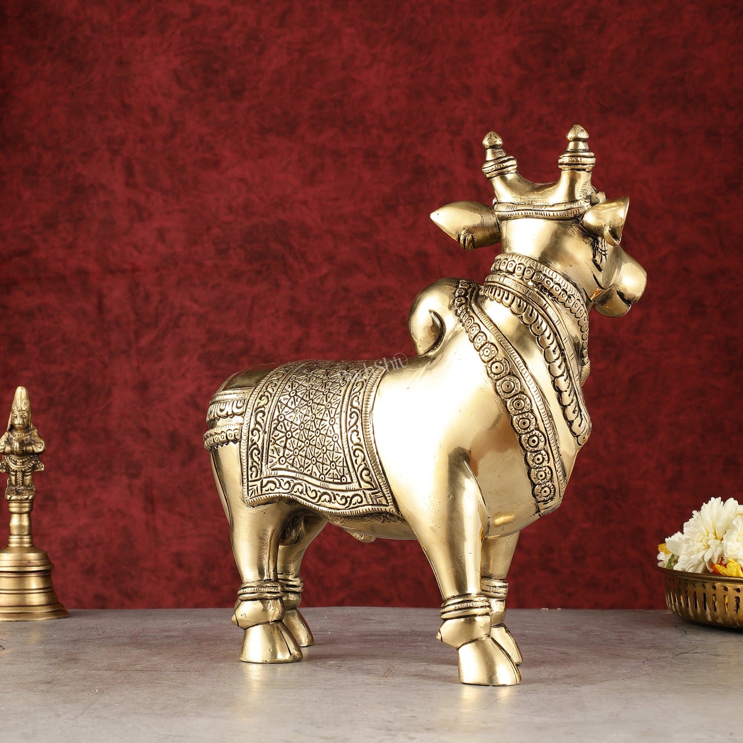 Exquisite Brass Superfine Standing Nandi Idol | 10.5" antique