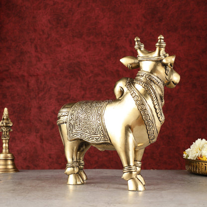 Exquisite Brass Superfine Standing Nandi Idol | 10.5" antique