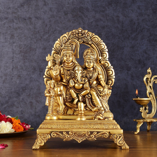 Pure Brass Shiva Parivar Statue 12 inch