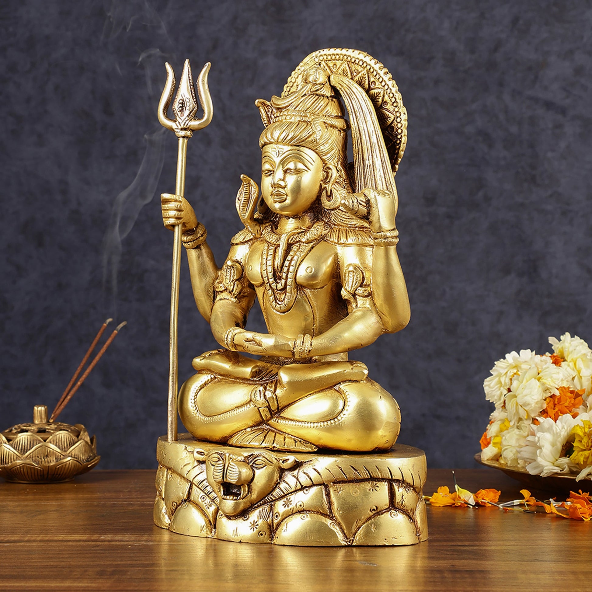 Pure Brass Lord Shiva in Meditation Dhyana Mudra | Height: 12.5 inch