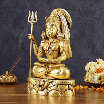 Pure Brass Lord Shiva in Meditation Dhyana Mudra | Height: 12.5 inch