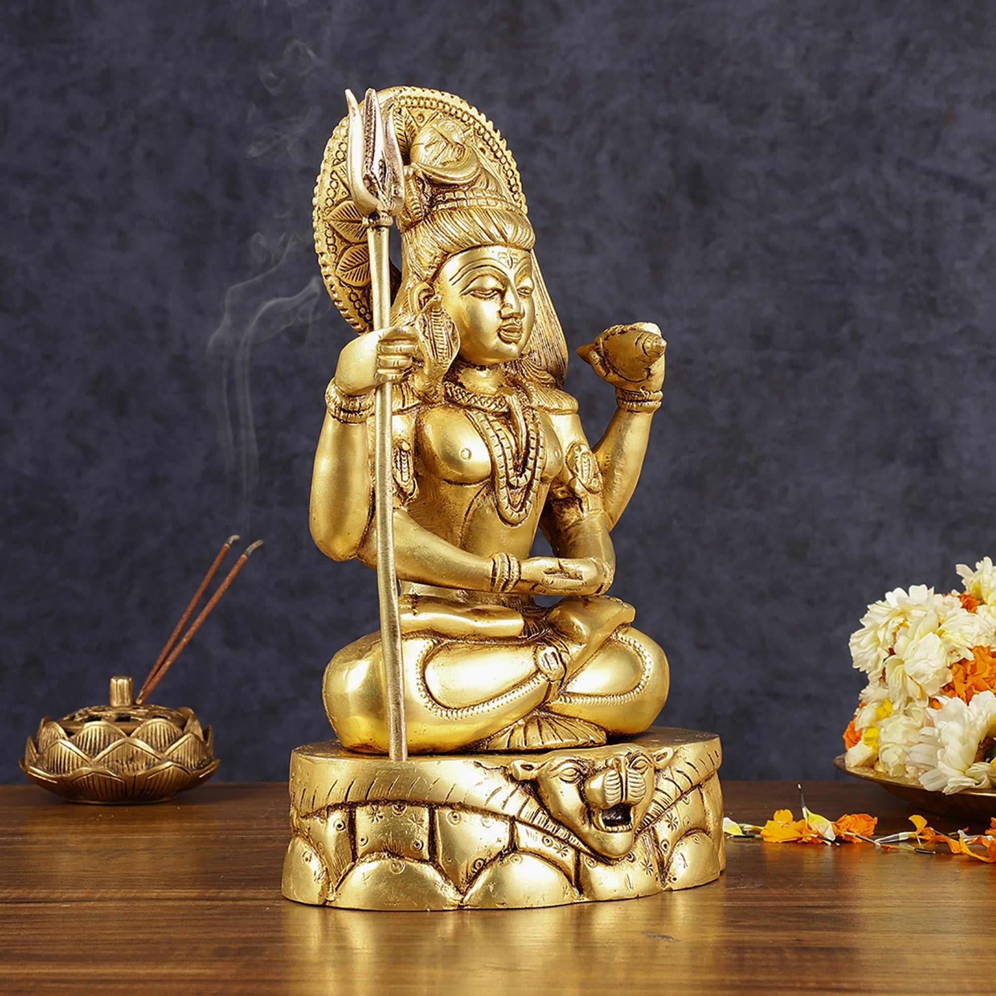 Pure Brass Lord Shiva in Meditation Dhyana Mudra | Height: 12.5 inch