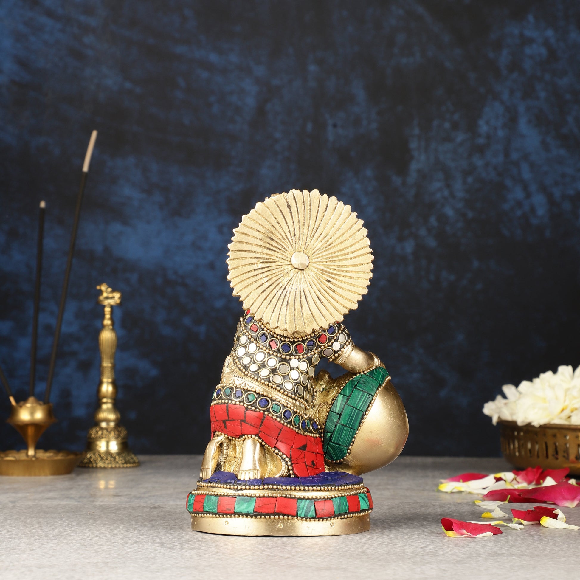 Pure Brass Makhan Chor Bal Gopal Krishna Idol Multicolour 6"