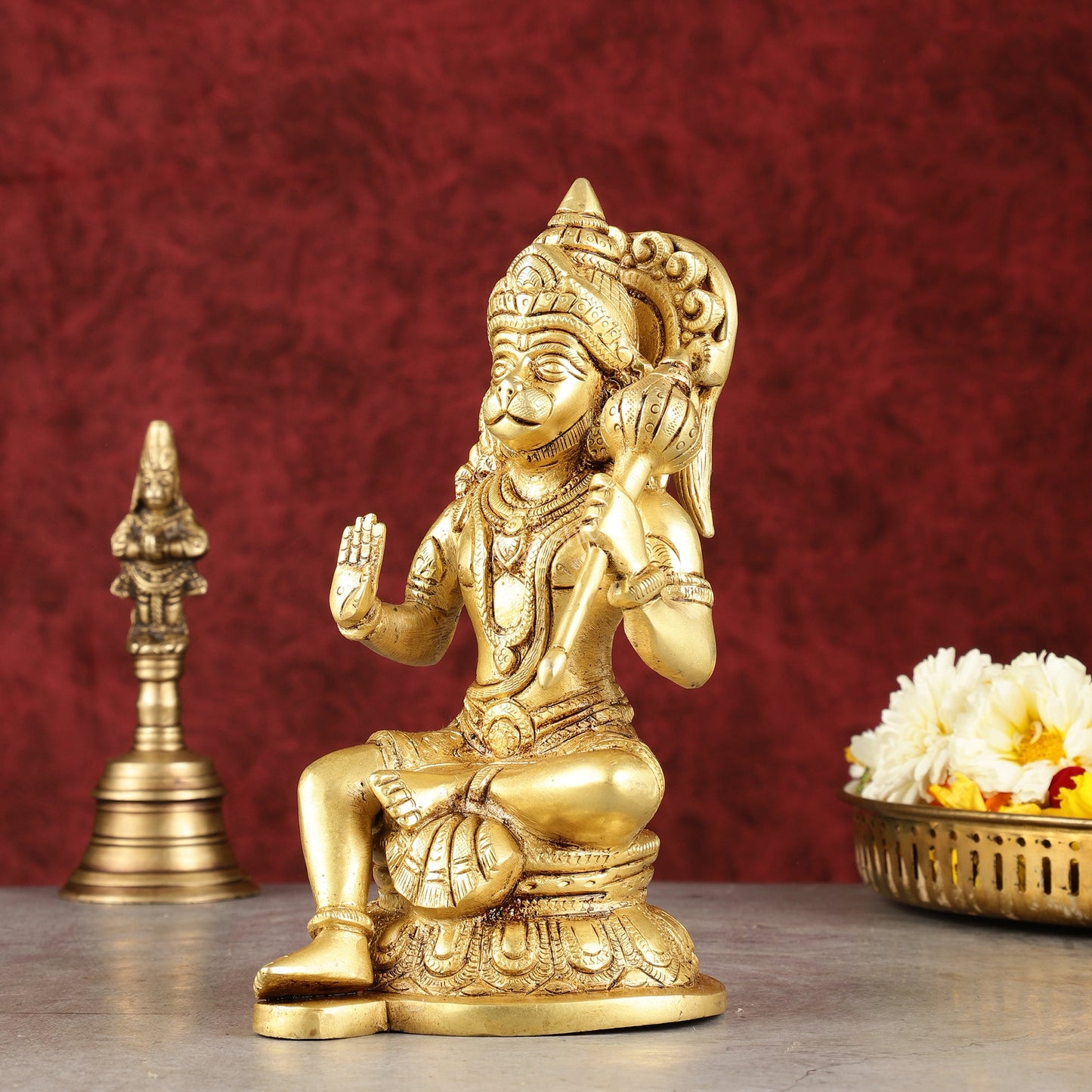 Pure Brass Handcrafted lord Hanuman Idol - 8"